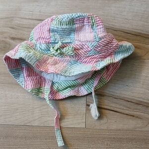 Gymboree Tennis Match Patchwork Stripe Sunhat Size 2T-5T FLAW Seersucker (C)